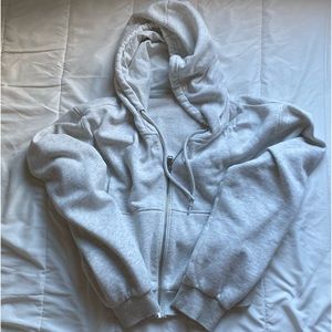 Cropped Zip Up Hoodie